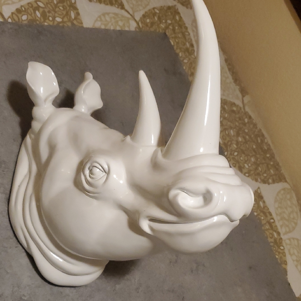 Elegant White Rhino Sculpture